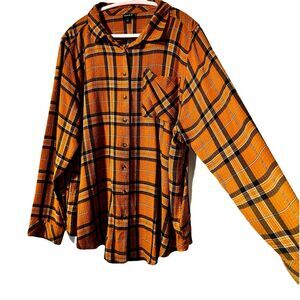 Torrid Womens Plaid Button Up Shirt Size 3X Yellow Lizzie Crinkle Gauzy